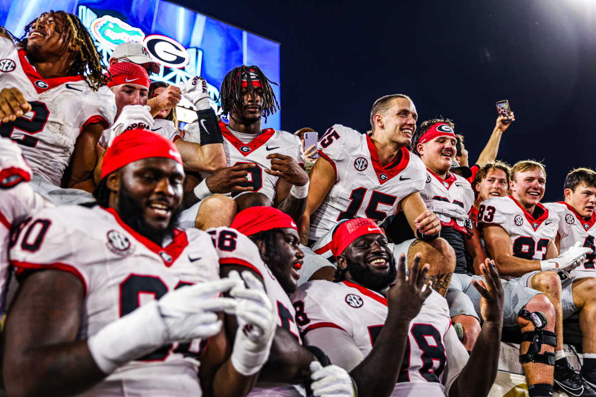 Georgia Football Team after Georgia’s game against Florida at TIAA Bank Field in Jacksonville, Fla., on Saturday, Oct. 28, 2023. (Kari Hodges/UGAAA)